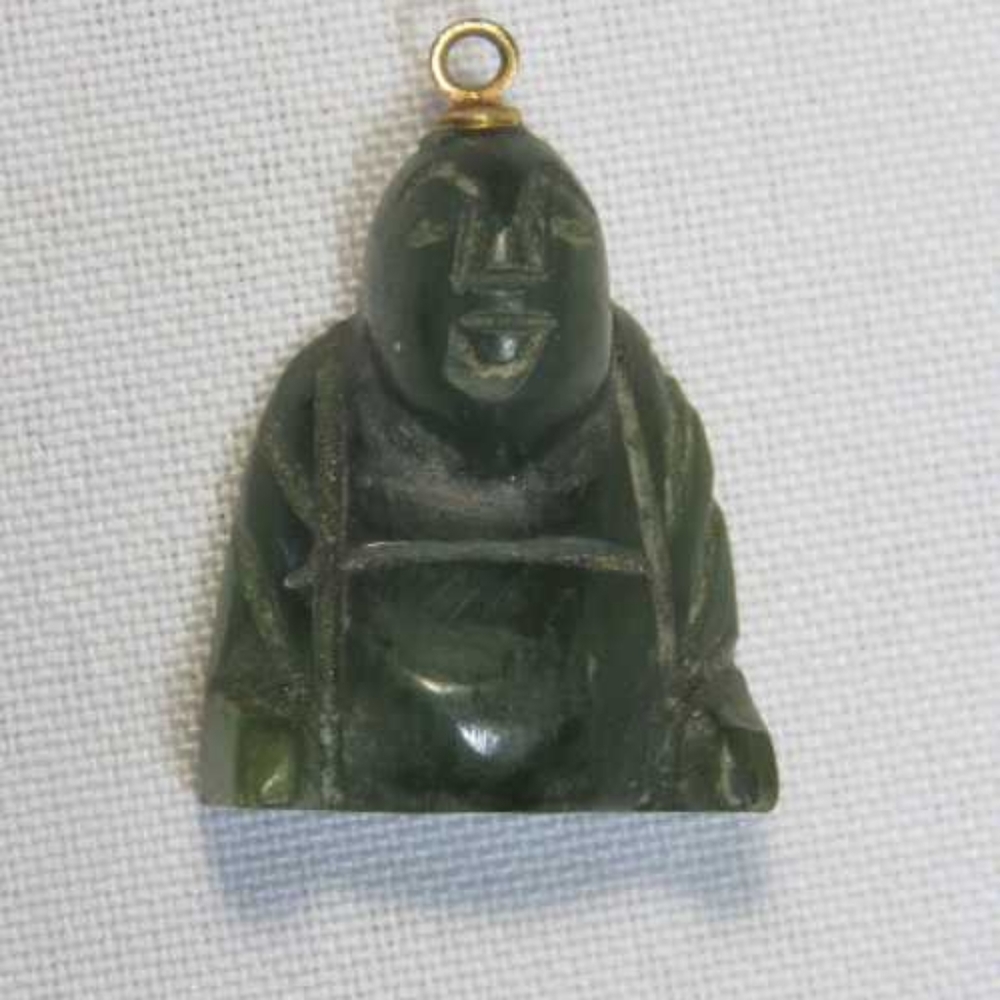 1920s vintage Hand carved Jade stone buddha pendant